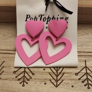 Pink ❤️❤️ Heart Drop Earrings New